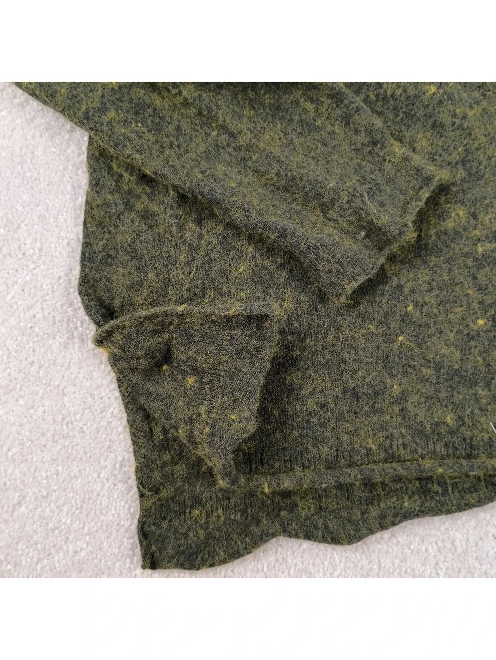 J.Crew Sweater Women Green V-Neck Marled Wool Blend Textured Long Sleeve M